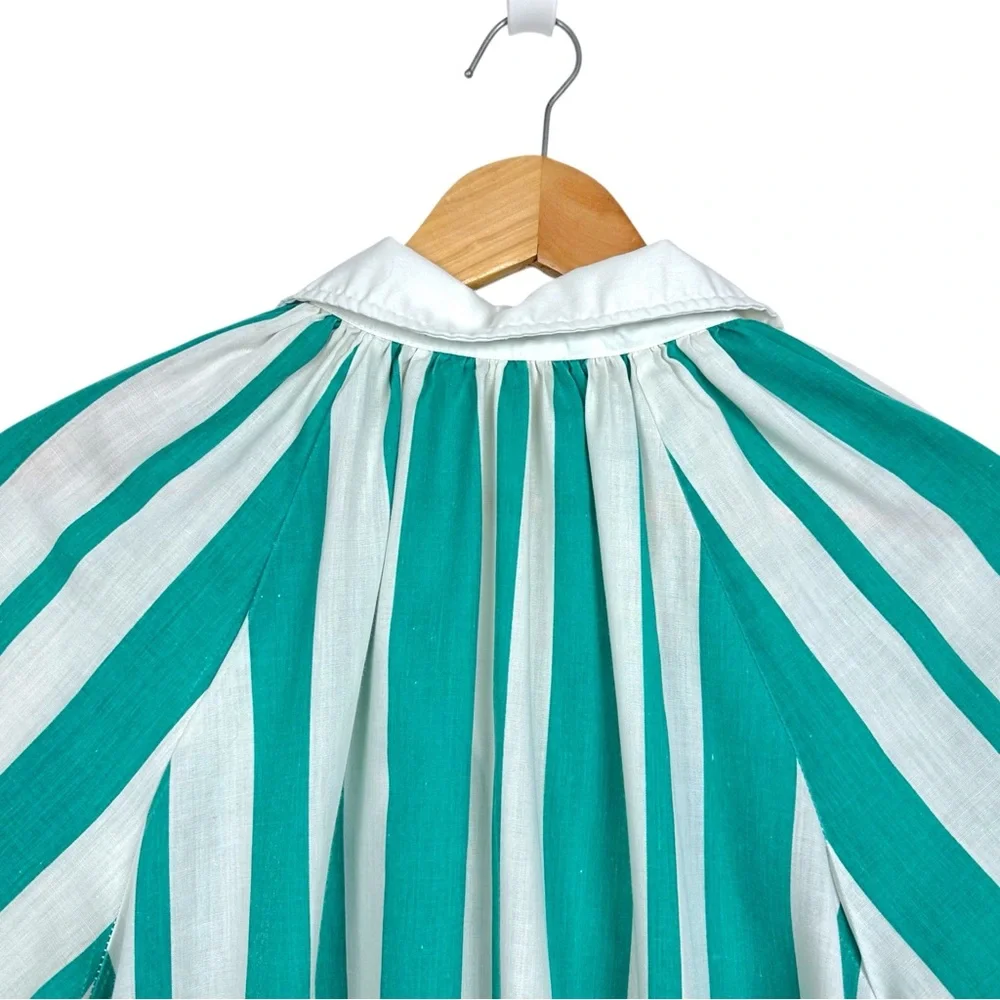 Models Coat 60s Striped Clown Snap Up Funky Retro Nightgown Mumu Sleep Dress XXL - Picture 6 of 11